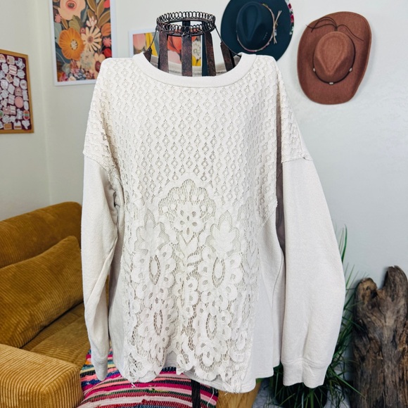 Maurices Cream Lace Sweater Top - Picture 1 of 8